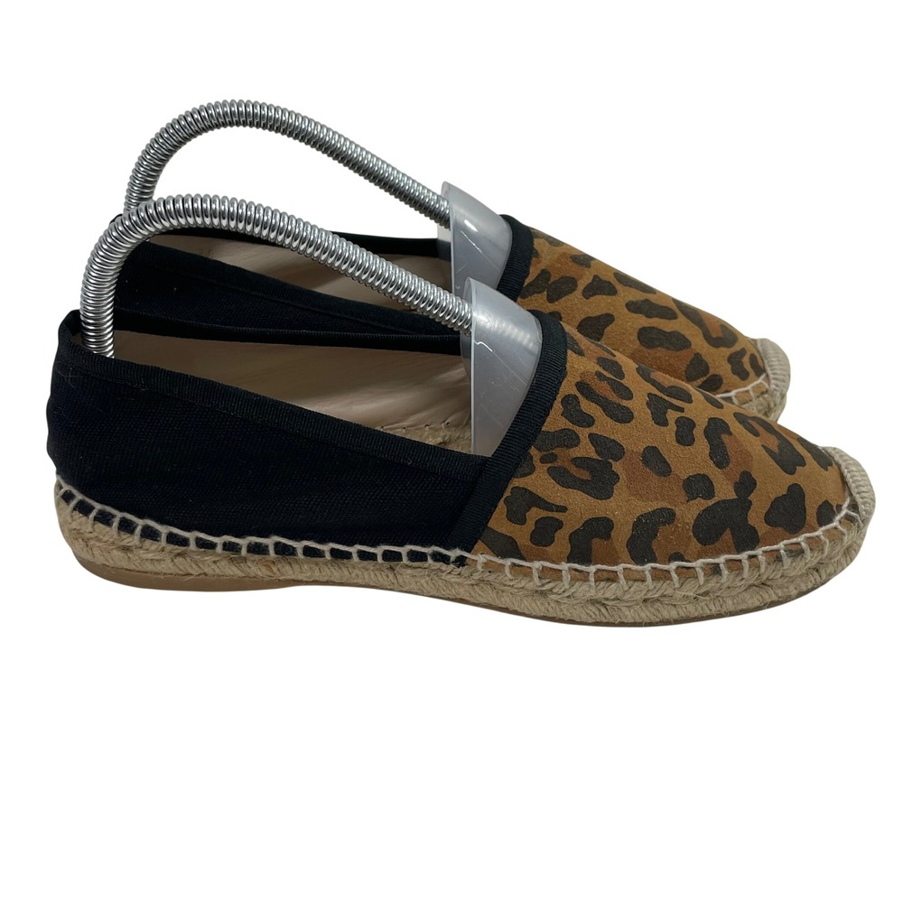Club Monaco Leopard Espadrille Flat Black Tan EU 38 US 7.5-8 Shoes Made in Spain